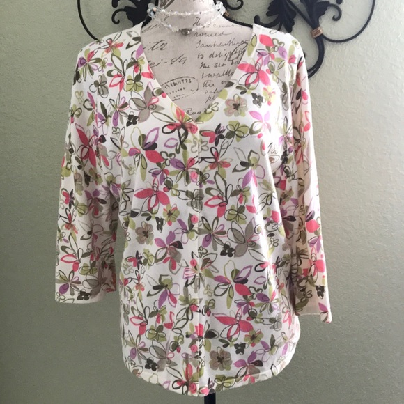 Christopher & Banks Sweaters - Christopher Banks Floral V Neck Cardigan XL